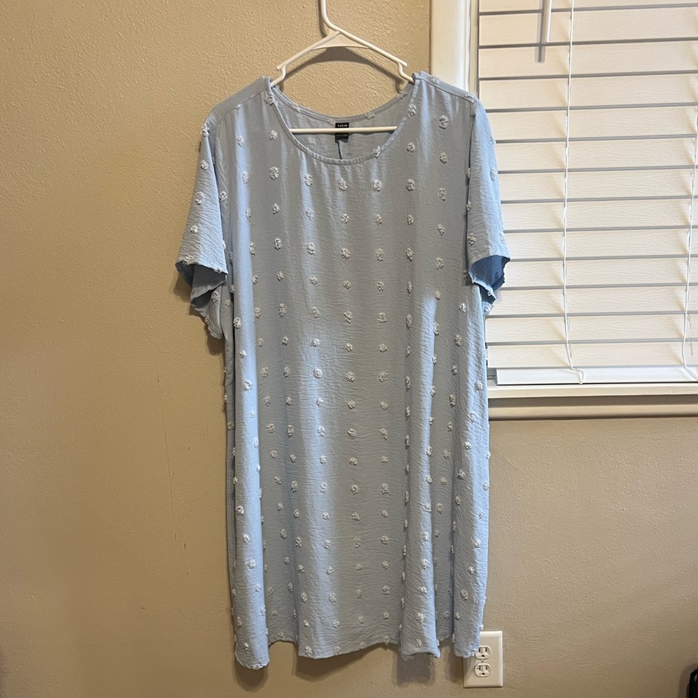 SHEIN Light Blue Midi Dress with Textured Pattern